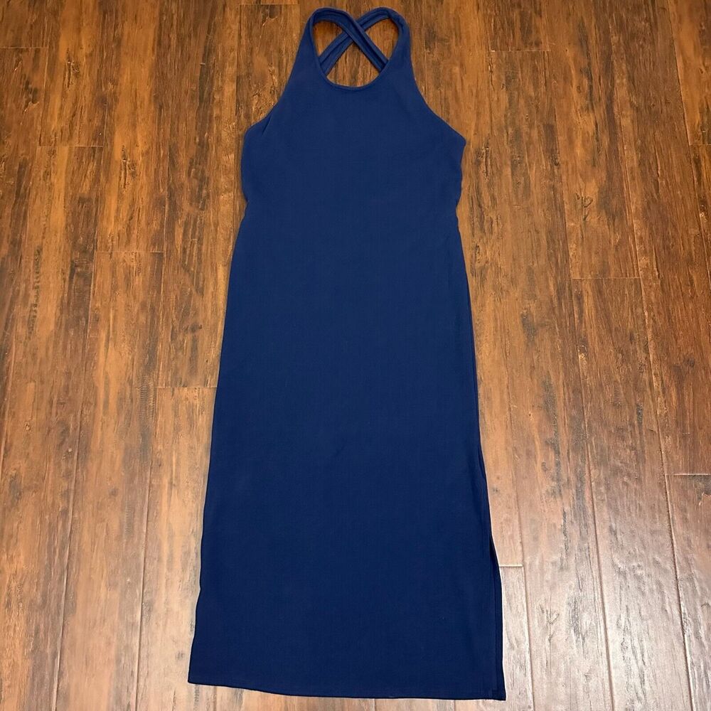NWT BORDEAUX Cutout Knit Midi Dress Open Back in Navy